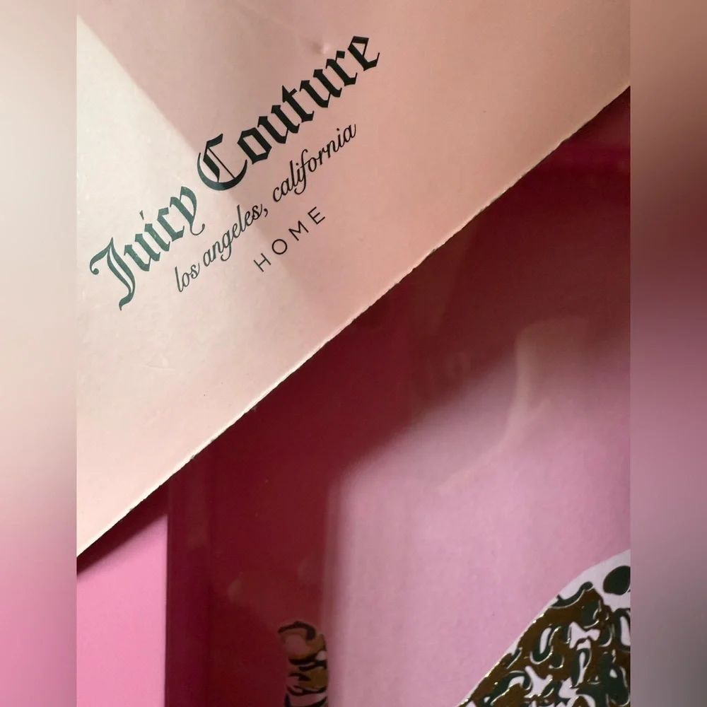 Juicy Couture NWT Stunning Pink Frame Gold Black Metallic Leopard Glass Print - Picture 5 of 8